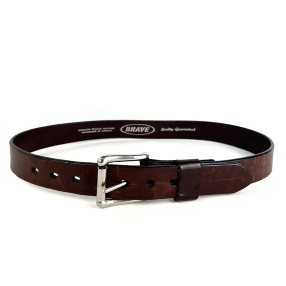 Brave Leather Thick Cowhide Italian Leather Classic Chocolate Brown Belt • S/M - Picture 4 of 10